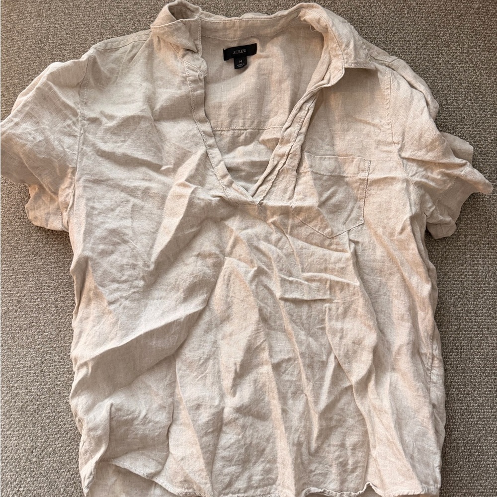 J.Crew Natural Linen Top